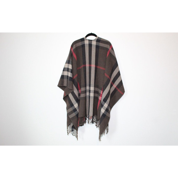 Mer Sea Classic Travel Wrap Plaid Fringe Poncho Brown MerSea One Size OS H14279 - Picture 8 of 10